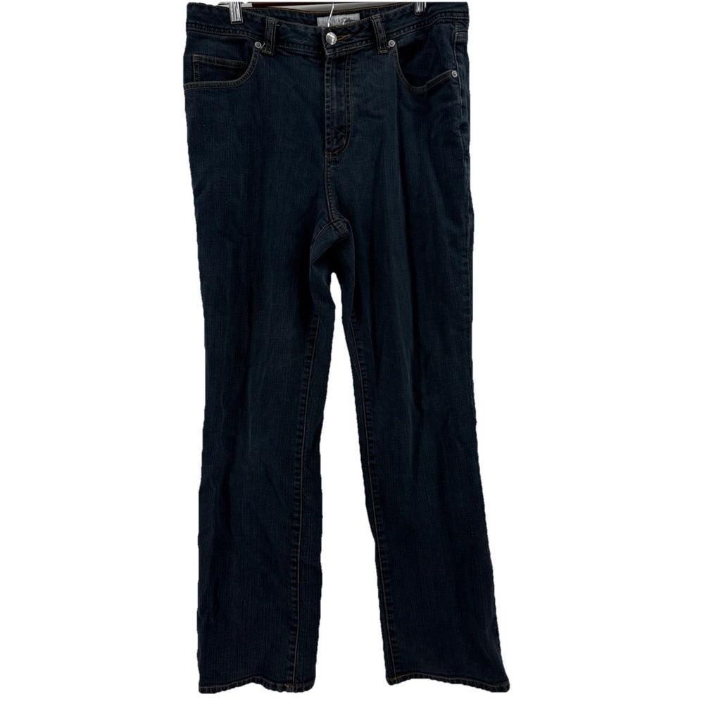 Chicos Platinum Denim Ultimate Fit Slim Leg Jeans Size 1.5 Blue Dark Wash